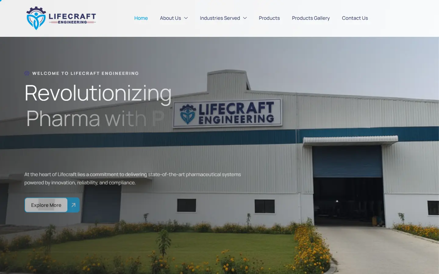 Lifecraft Engineering website homepage, desktop view